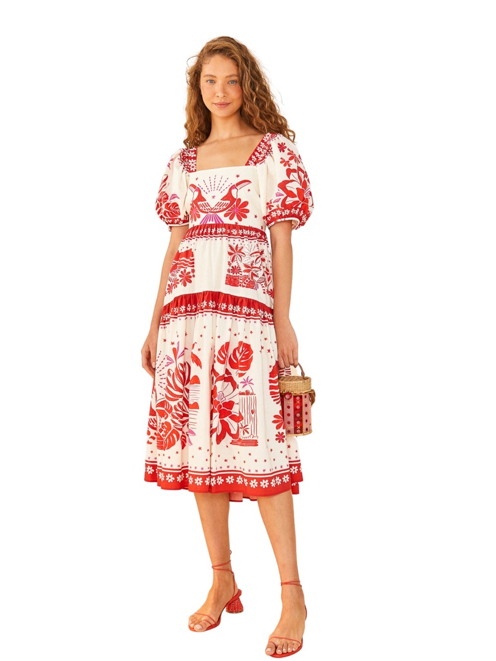 Farm Rio Tiles Midi Dress Size Large - Picture 5 of 7